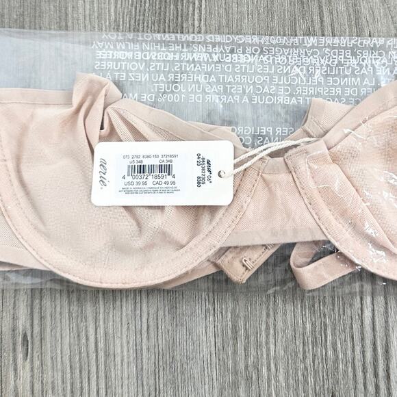 Aerie Smoothez Mesh Balconette Unlined Tan Bra NWT 32B / 34B - Picture 6 of 7